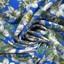 Blue Base Flower Print On MTL 03
