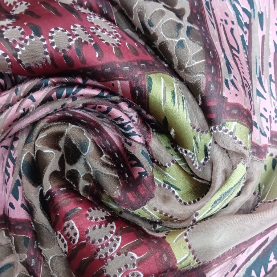 Print on Silk Satin Burnout