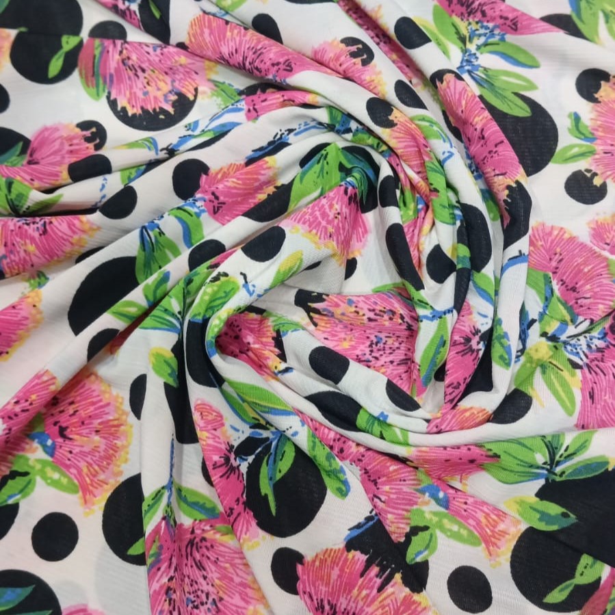Pink Floral Print On Poly Knitted S24 PKPS02