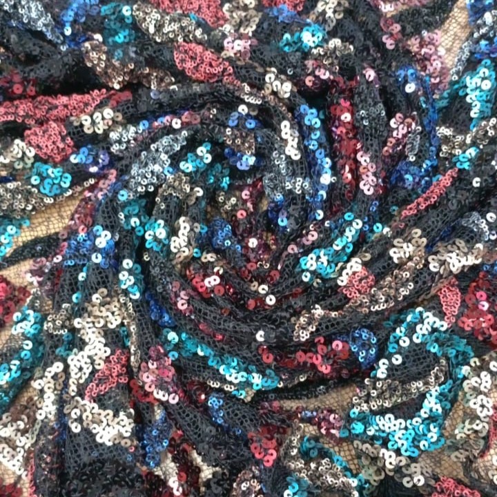 Embroidered Sequins ( Butterfly Colour-Black)