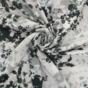 Chrome Satin White Base Black Flower Print Fabric SS22N CSPB01