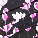 Flying Tulips (Black Pink) Print On Banana Crepe S23 BCPS14