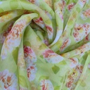 Green Base Pastel Flower Print On Organza SS22A-ORPA45