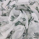 Green Leaf In White Base Print On Organza SS22A-ORPA54