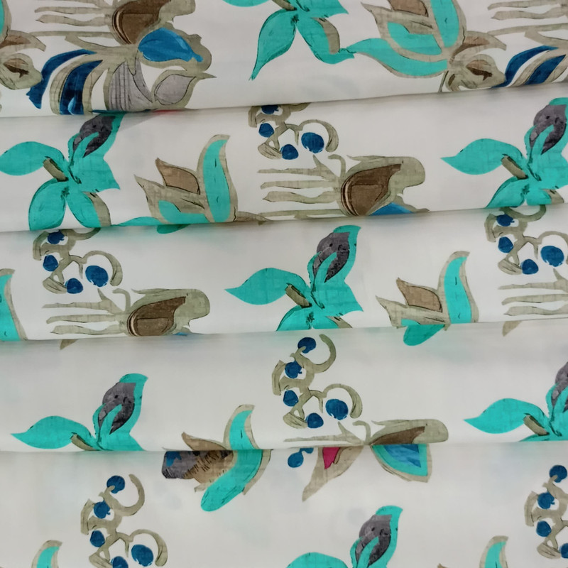 Multi Colour Paisley Print On Parsi Boski S24 PBPS06