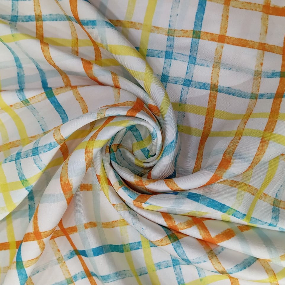 Rainbow Check Print On Twill Satin TPB108 (PA02C#2)