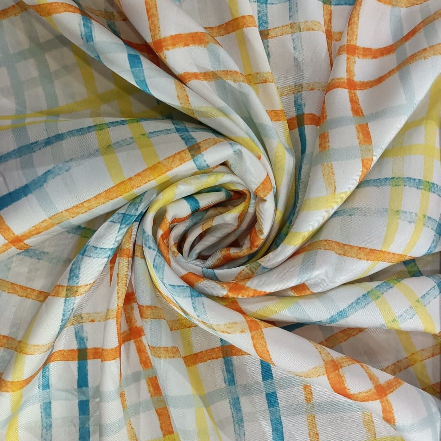 Rainbow Check Print On Twill Satin TPB108 (PA02C#2)