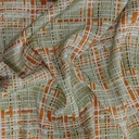 Green Orange Check Print On Twill Satin TPB109 (PA01C#1)