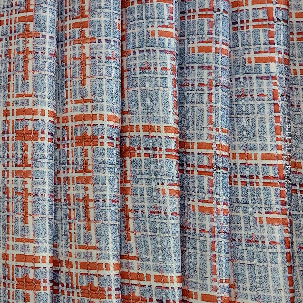 Red Blue Check Print On Twill Satin TPB110 (PA01C#2)