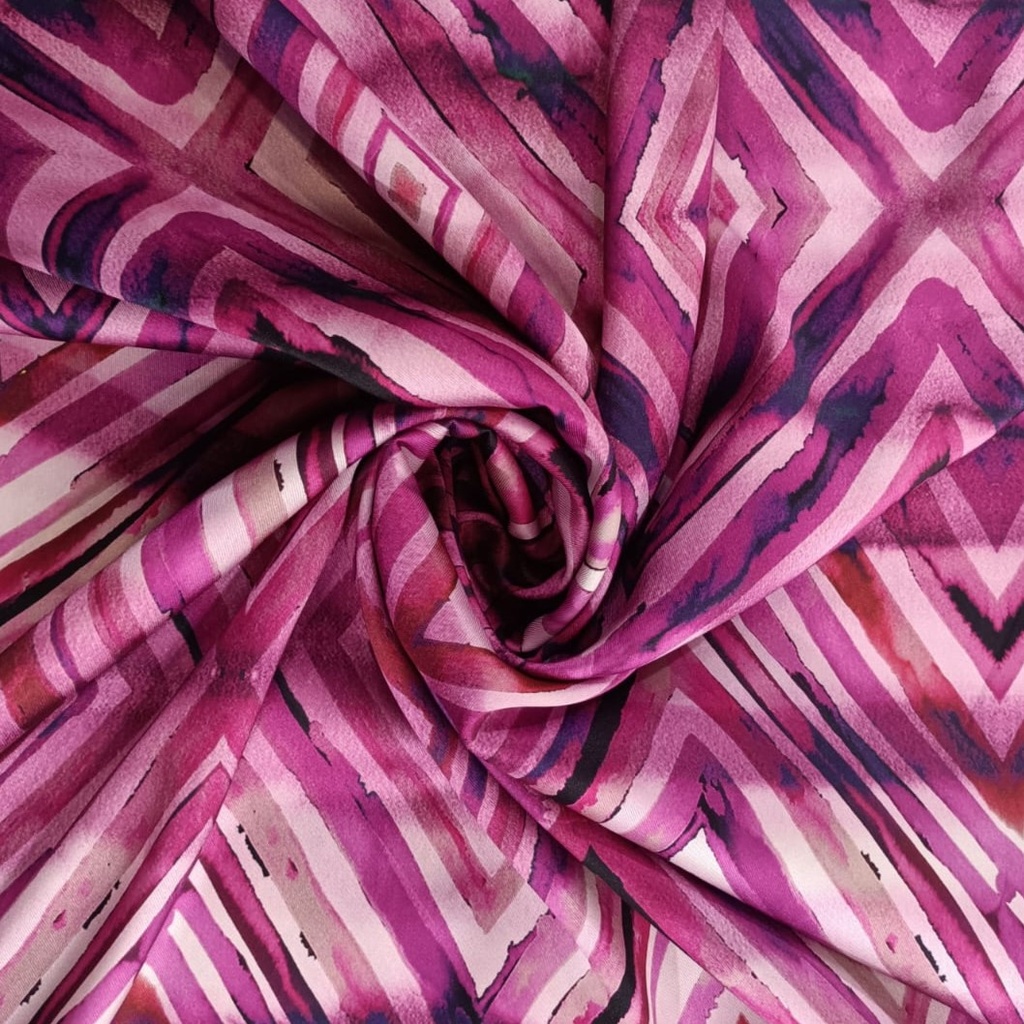 Red Geometrical Art Print On Twill Satin TPB125 (D#71C#2)