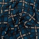 White Blue Check Print On Twill Satin S23-TSPS04