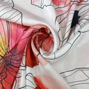 Bloosom Red Flowers Print On Korean Satin SS22A-KSPA63