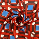 Red Box Geometrical Print On Korean Satin SS22N KSPB10