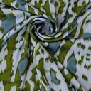 Green & White Leopard Print On Korean Satin SS2N-KSPB38