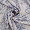 White Rose Print On Korean Satin S23-KSPB44