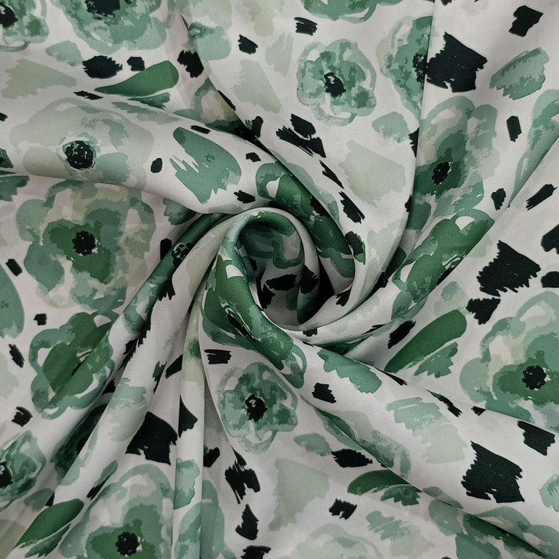 Vintage Floral Print On Korean Satin SS22N KSPB49