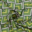Green Geometrical Box Print On Korean Satin SS2N KSPB68