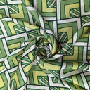 Green Geometrical Box Print On Korean Satin SS2N KSPB68