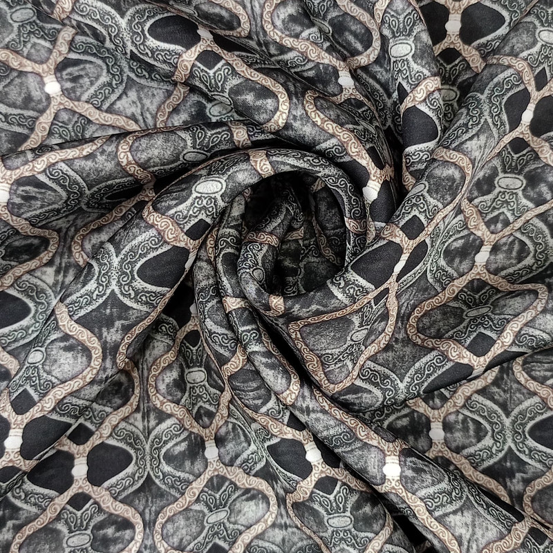Ogee Blue Print On Korean Satin SS22N-KSPB84