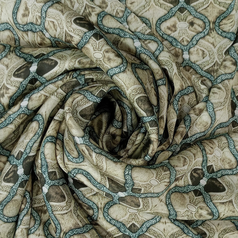 Ogee Silver Print On Korean Satin SS22N-KSPB86