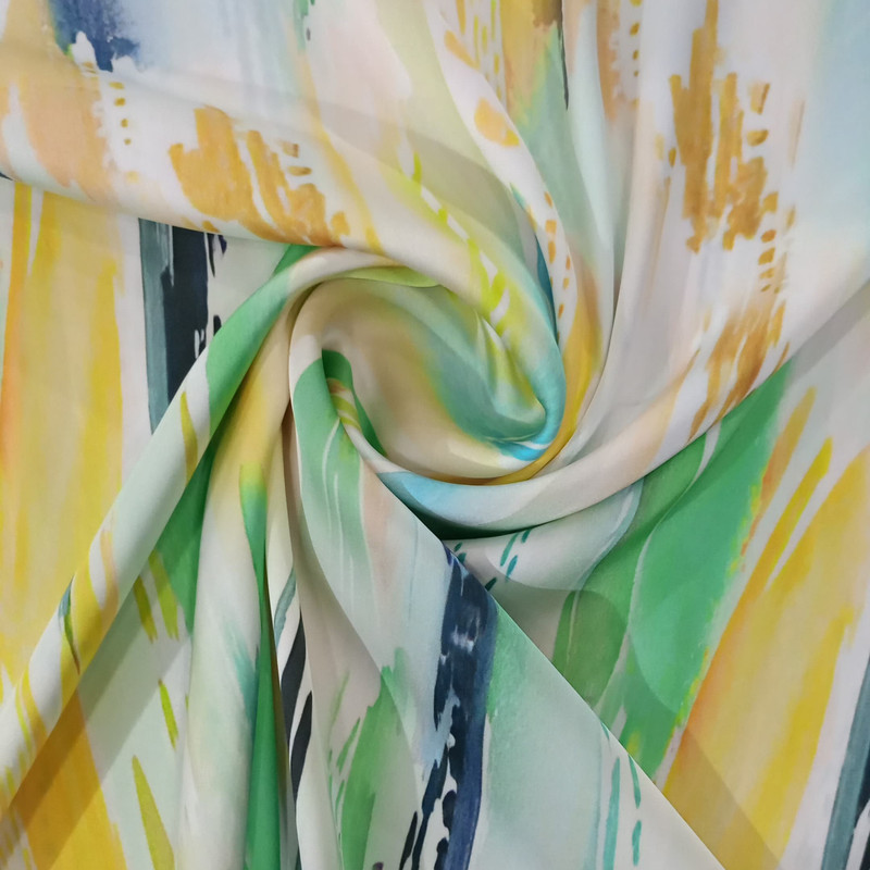 Brush Strokes Print On Korean Satin SS22L KSPL09