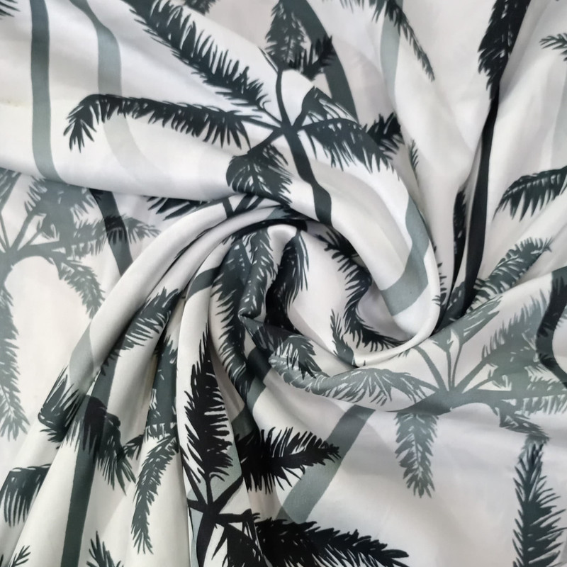 Palm Tree Print On Korean Satin SS22L-KSPL41