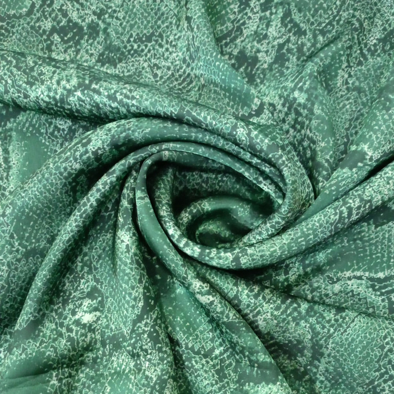 Green Snake Skin Print On Korean Satin SS22L KSPL51