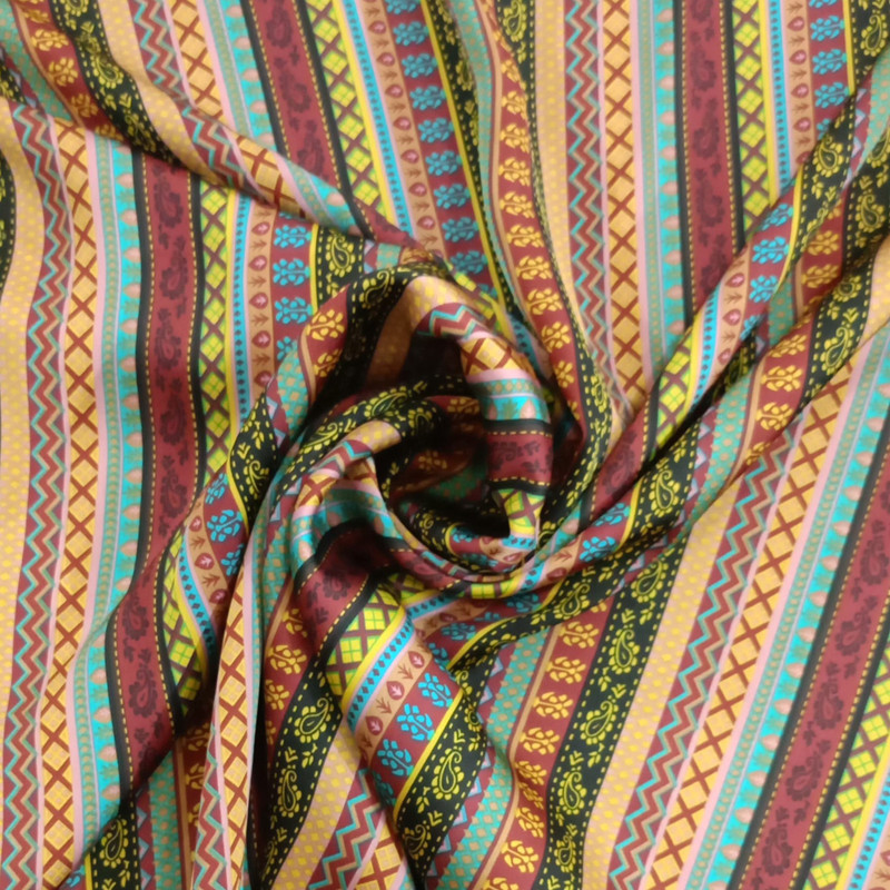 Bohemian & paisley Print On Korean Satin S23-KSPS27