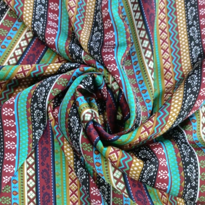 Bohemian Print On Korean Satin S23 KSPS121