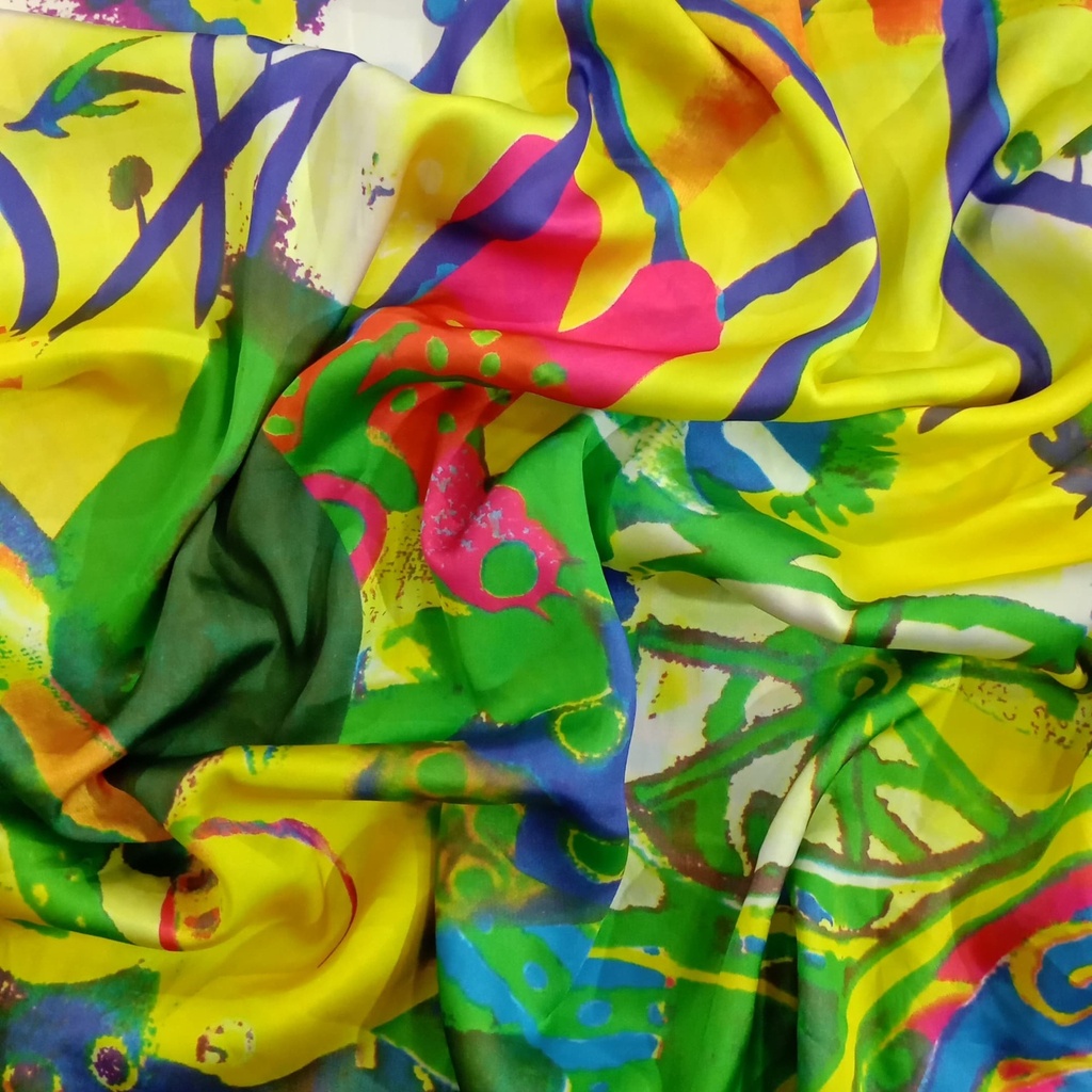 Birds Print On Korean Satin S23 KSPS14