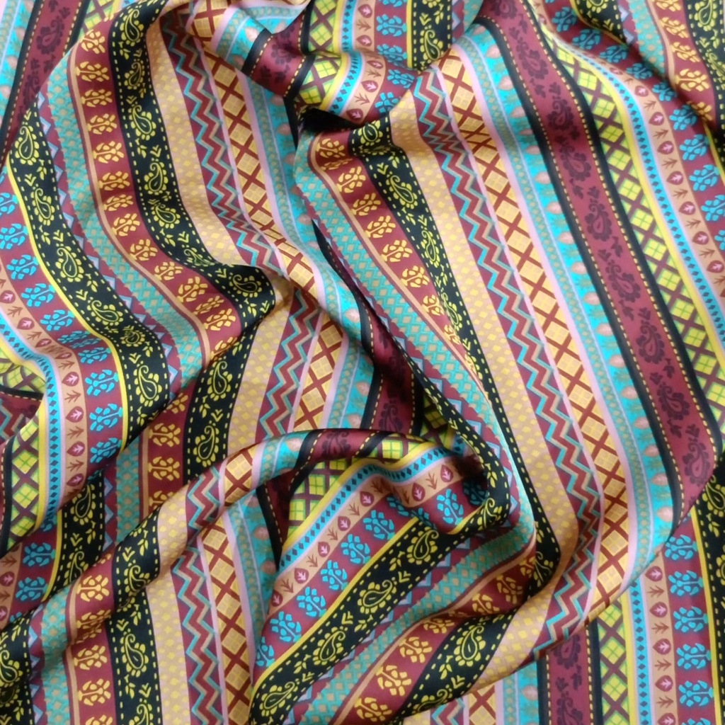 Bohemian & paisley Print On Korean Satin S23-KSPS27