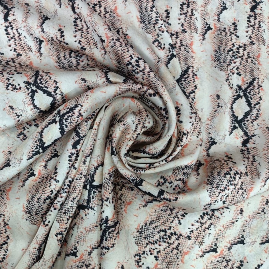 Black & Orange Snake Print On Satin S24 KSPS43