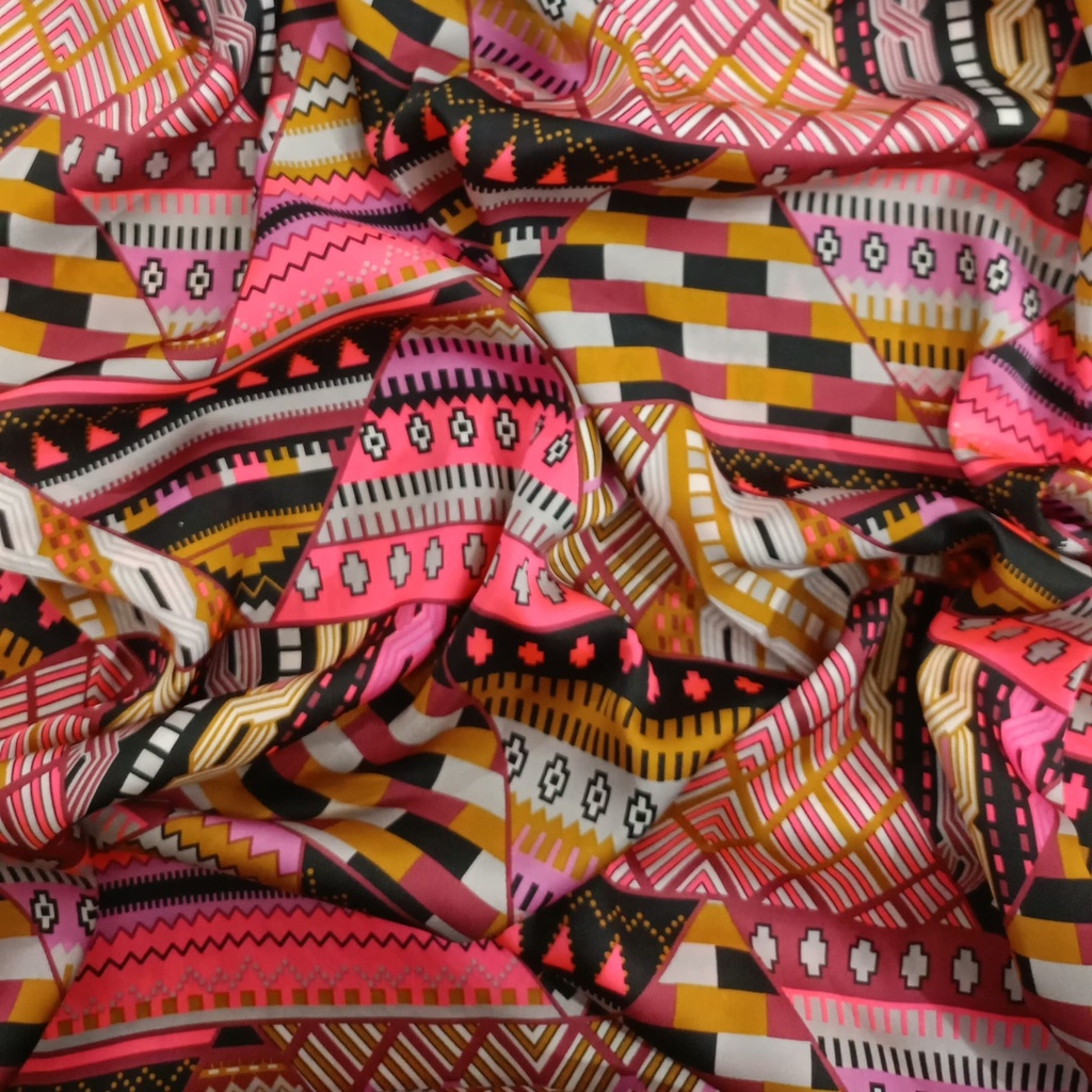 Neon Triangle Print On Korean Satin S23-KSPS78