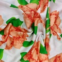 Pink Flower Print On Korean Satin S23 KSPS81