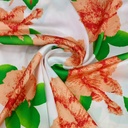 Pink Flower Print On Korean Satin S23 KSPS81