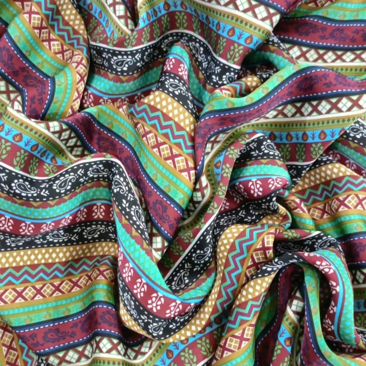 Bohemian Print On Korean Satin S23 KSPS121