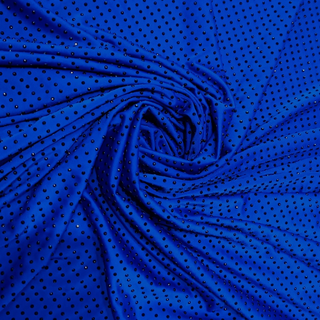 Blue Black Rhinestone Fabric