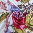 Red & Blue Rose Print On Habutai Satin S24 HSPS26
