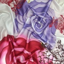 Red & Blue Rose Print On Habutai Satin S24 HSPS26
