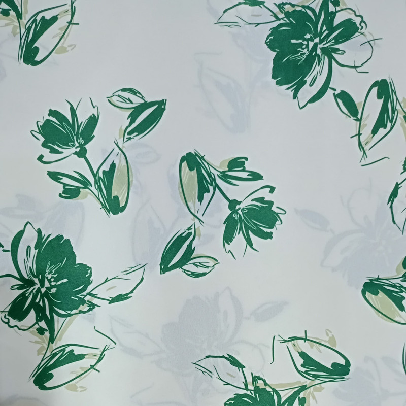 Green Leaf In White Base Print On Royal Georgette SS22A-RGPA54