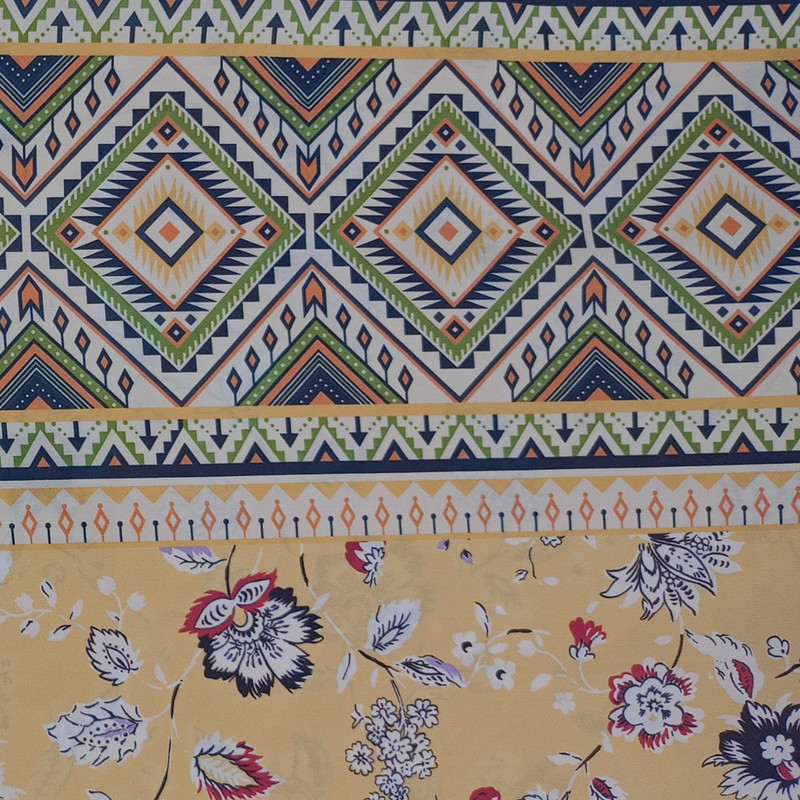 Bohemian Border With Floral Print On Royal Georgette SS22L RGPL04