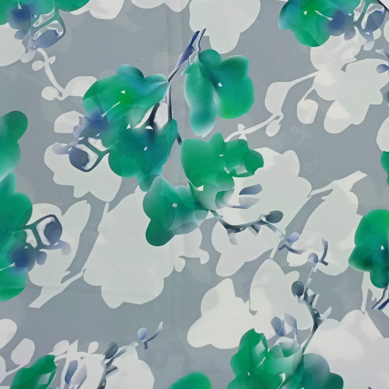 Green Flowersprint On Royal Georgette SS22N RGPB54