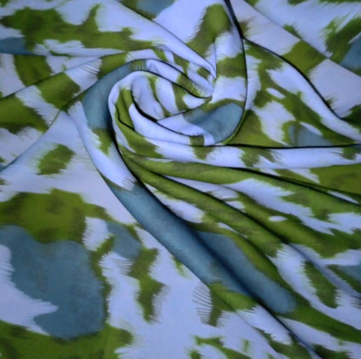 Green & White Leopard Print On Royal Georgette SS2N RGPB38
