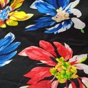 Black Base Flower Print On Korean Satin (SS24) KSPS41