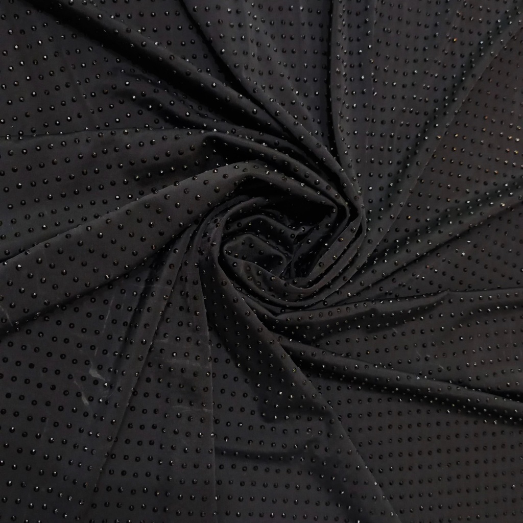 All Black Rhinestone Fabric