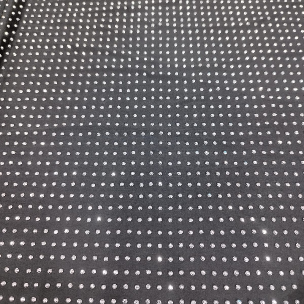 Black Silver Rhinestone Fabric