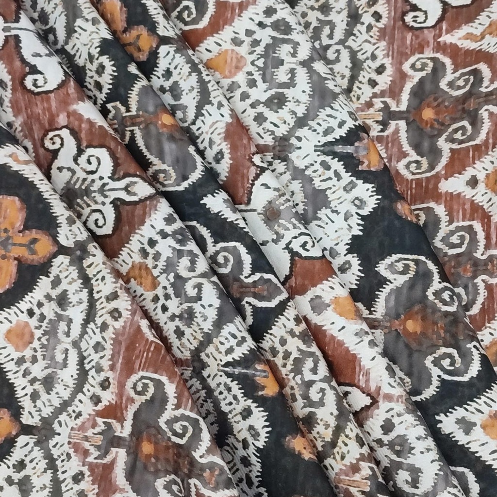 Black Bohemian Print On Twill Satin (PA07C#4) TSPS47
