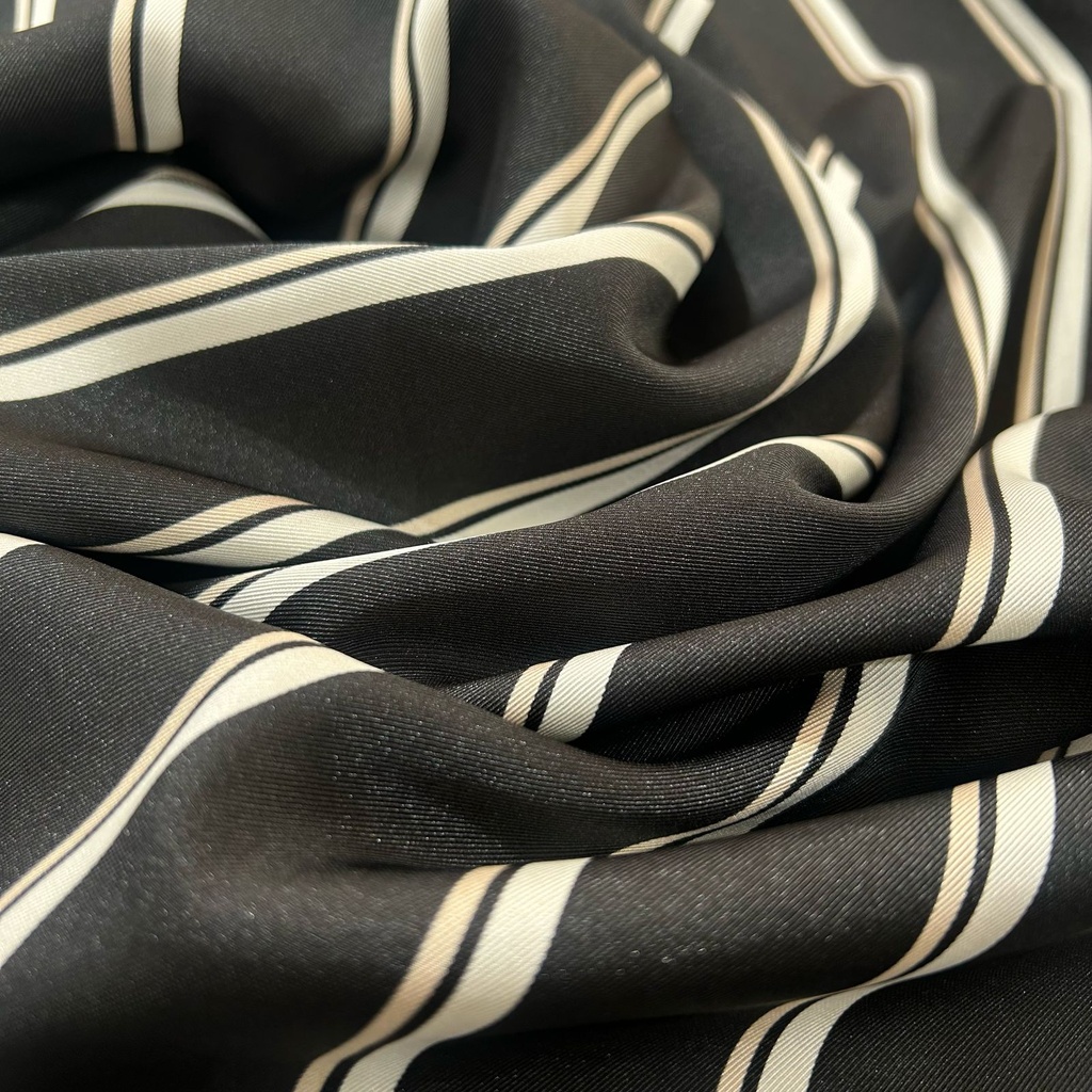 Black Zebra Stripes Print On Twill Satin (SS24) TSPS16