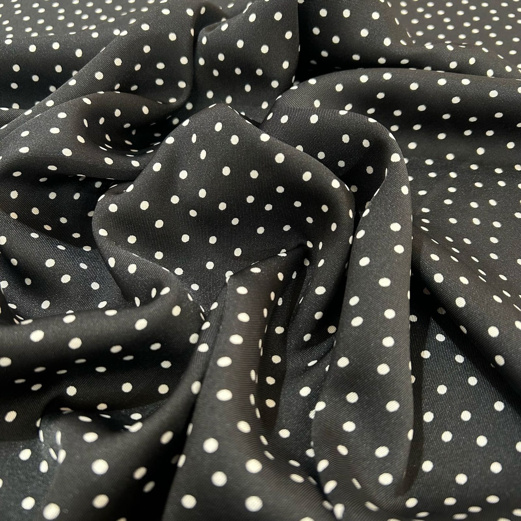 Classic (White) Polka Dots Print On Twill Satin (SS24) TSPS17