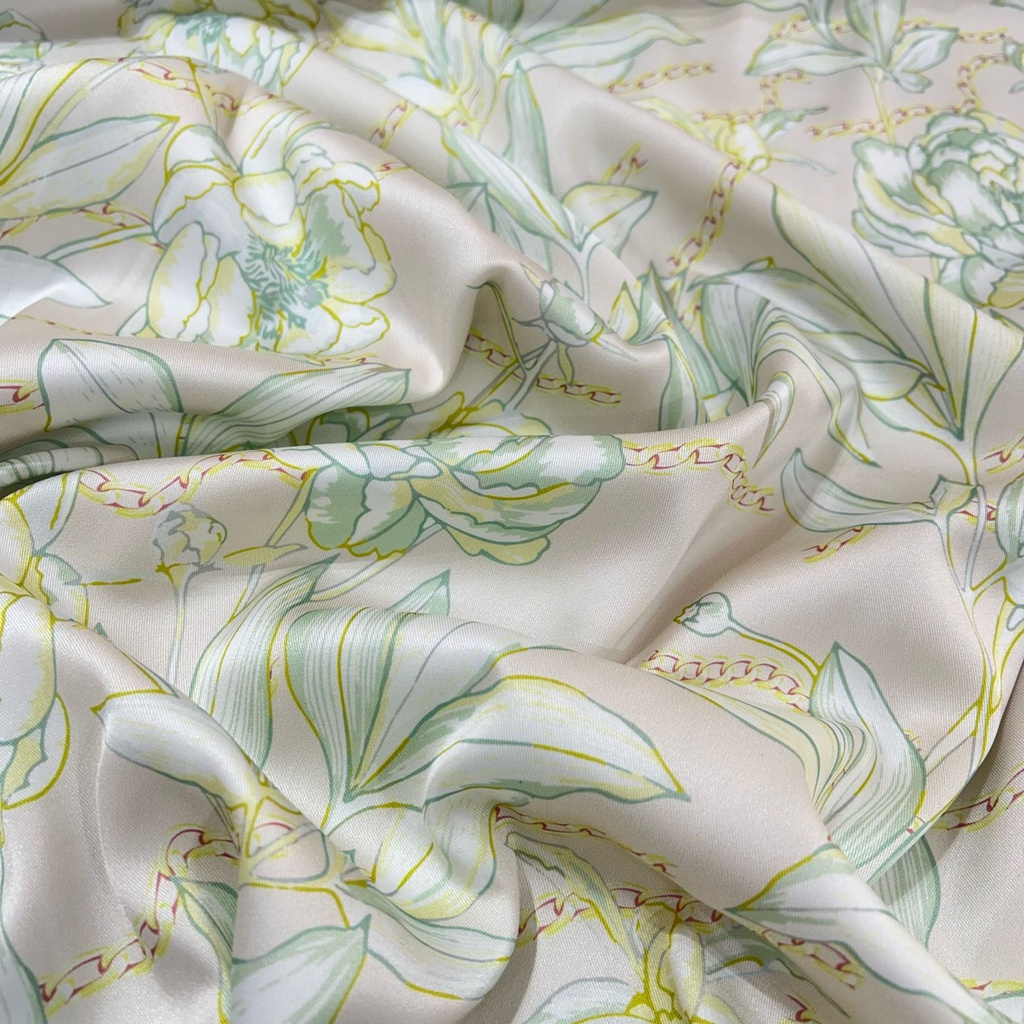 Light Pink Base Lotus Print On Twill Satin (D#78C#3) TSPS35